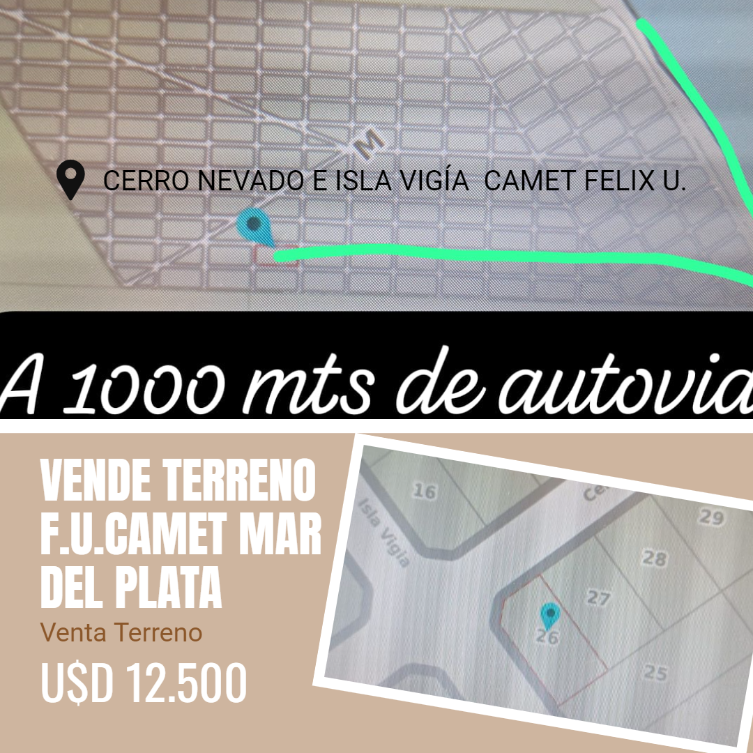 VENDE TERRENO F.U.CAMET MAR DEL PLATA