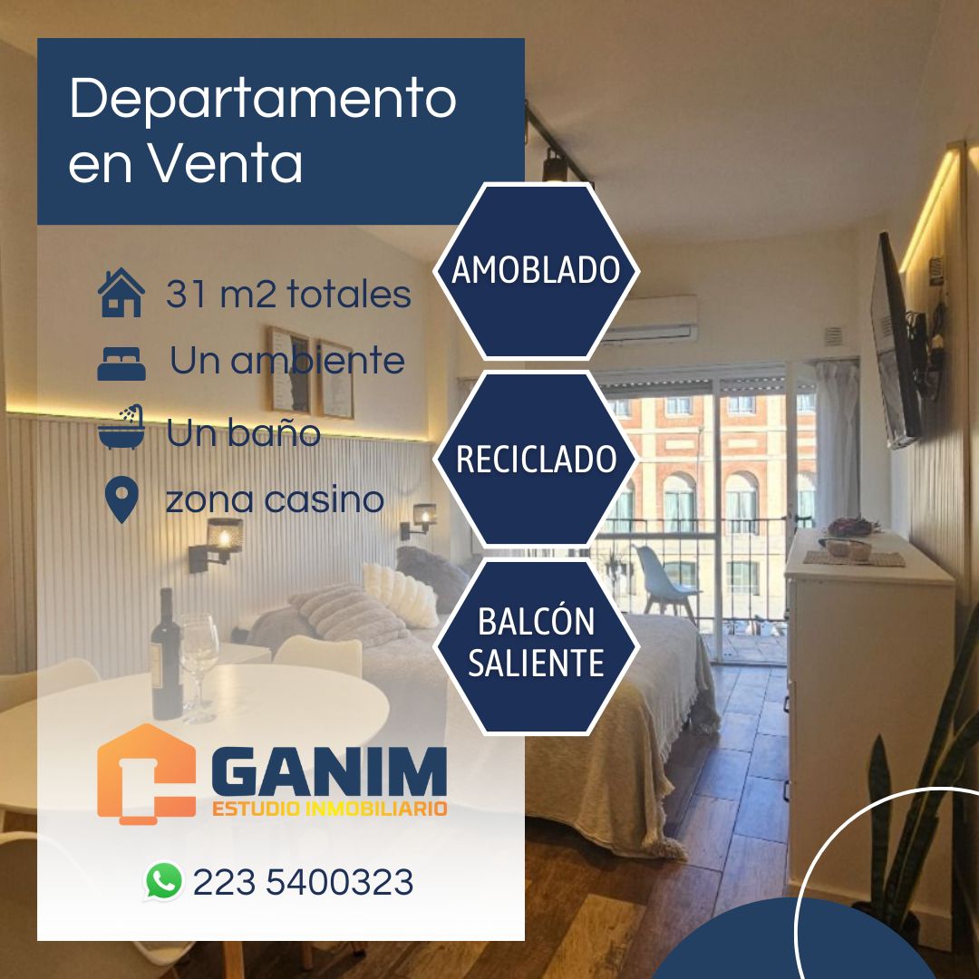 Departamento 1 Ambiente con balcon saliente