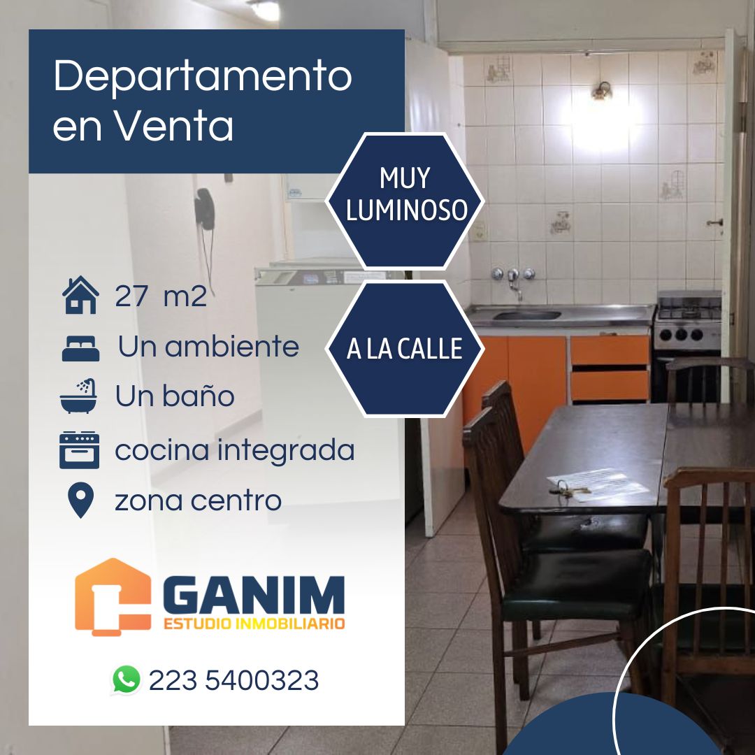 Departamento 1 ambiente frente centro