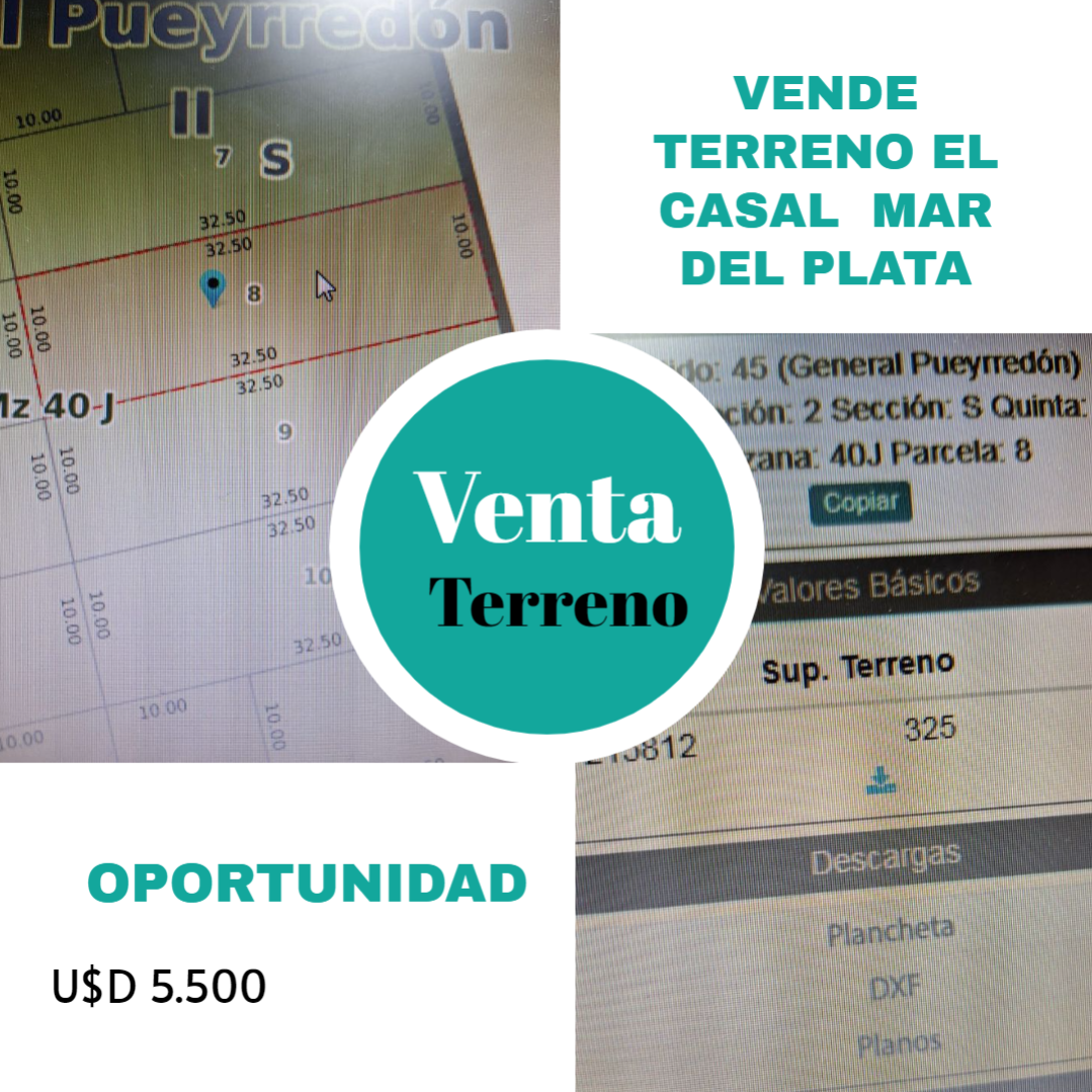 VENDE TERRENO EL CASAL  MAR DEL PLATA