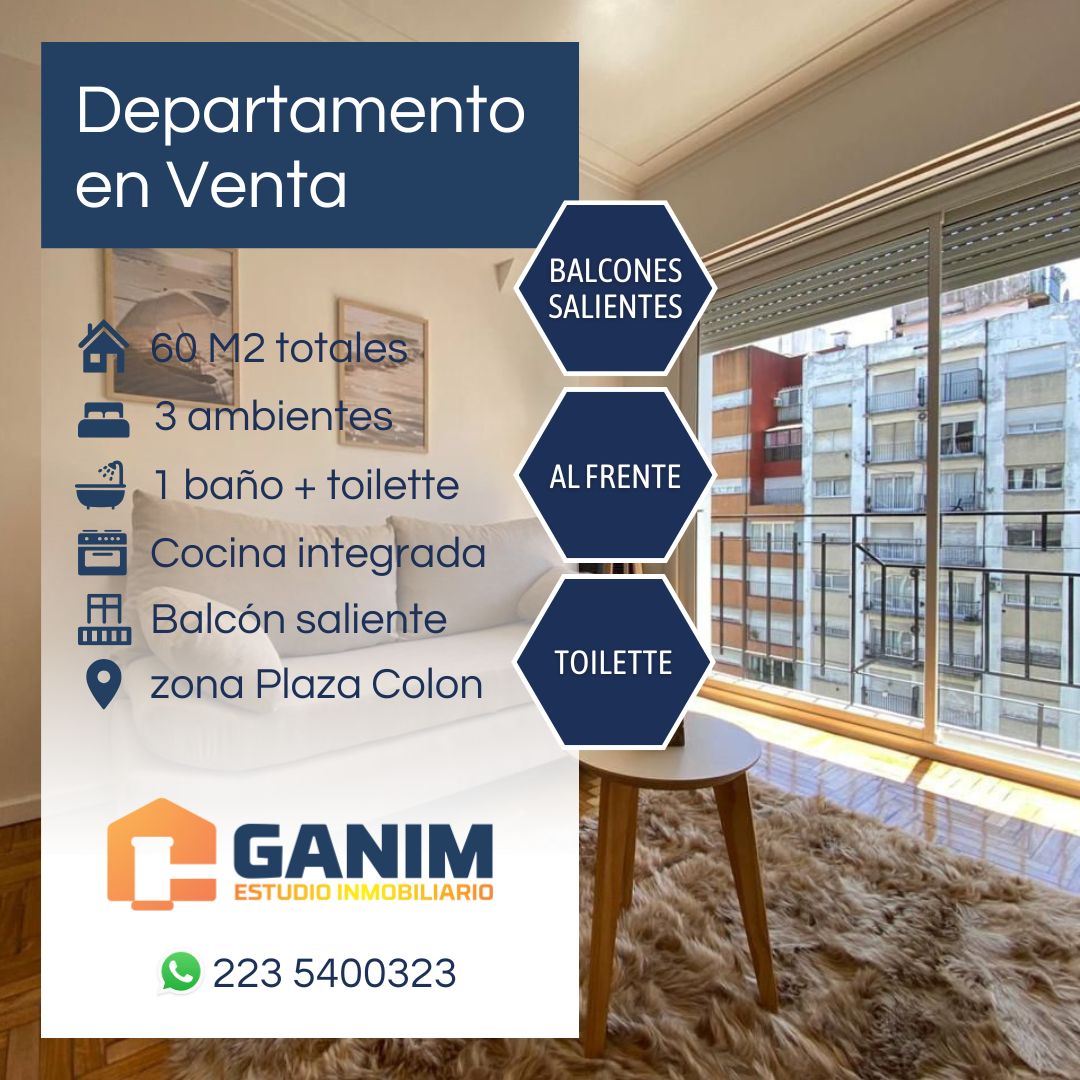 Departamento 3 ambientes a la calle con balcon