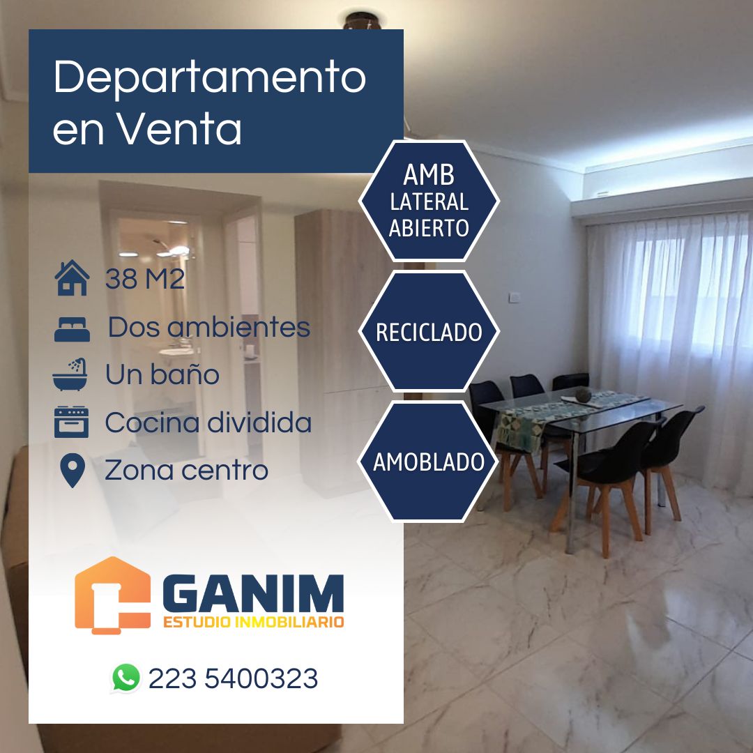 Departamento 2 ambientes lateral reciclado