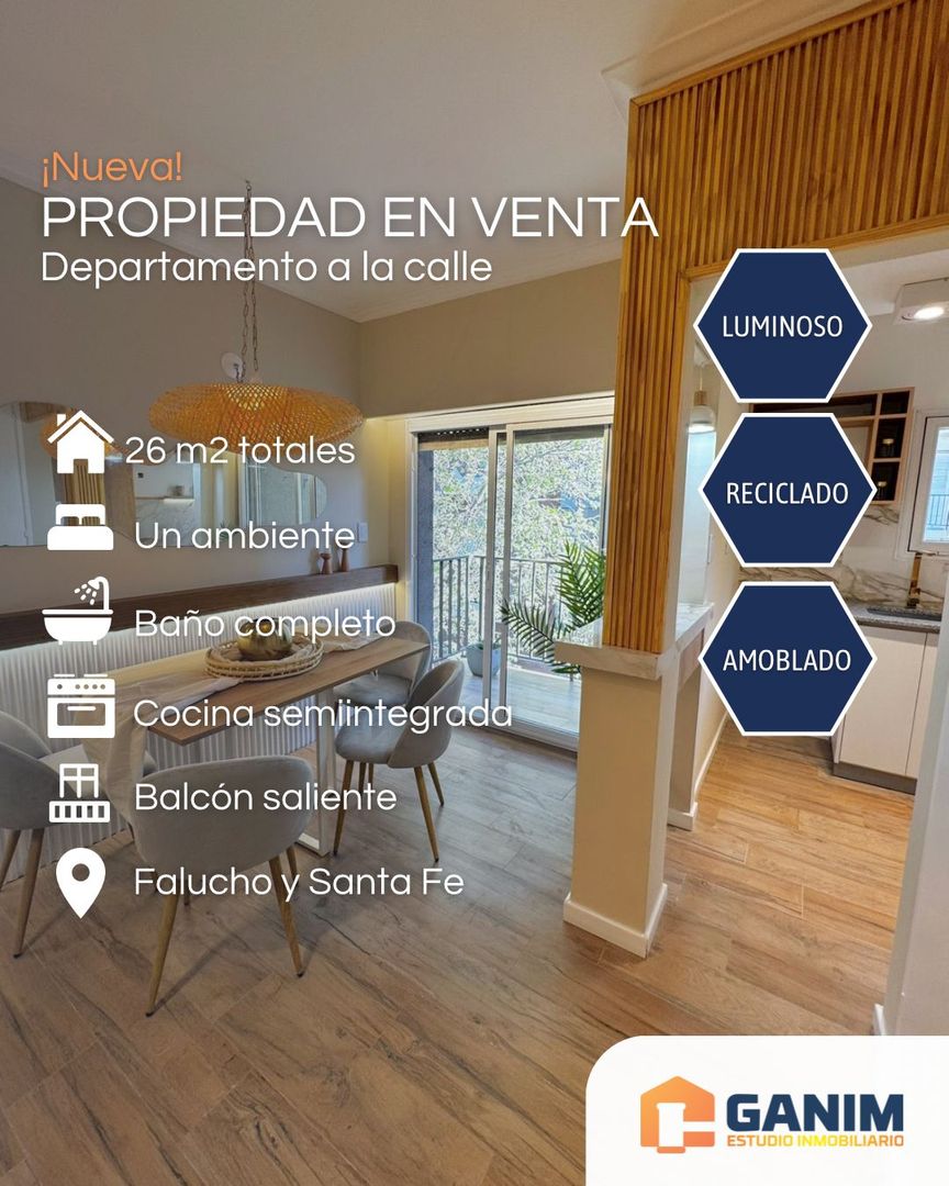 Departamento 1 ambiente a la calle - reciclado