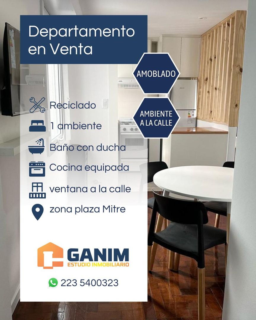 Departamento 1 ambiente al frente