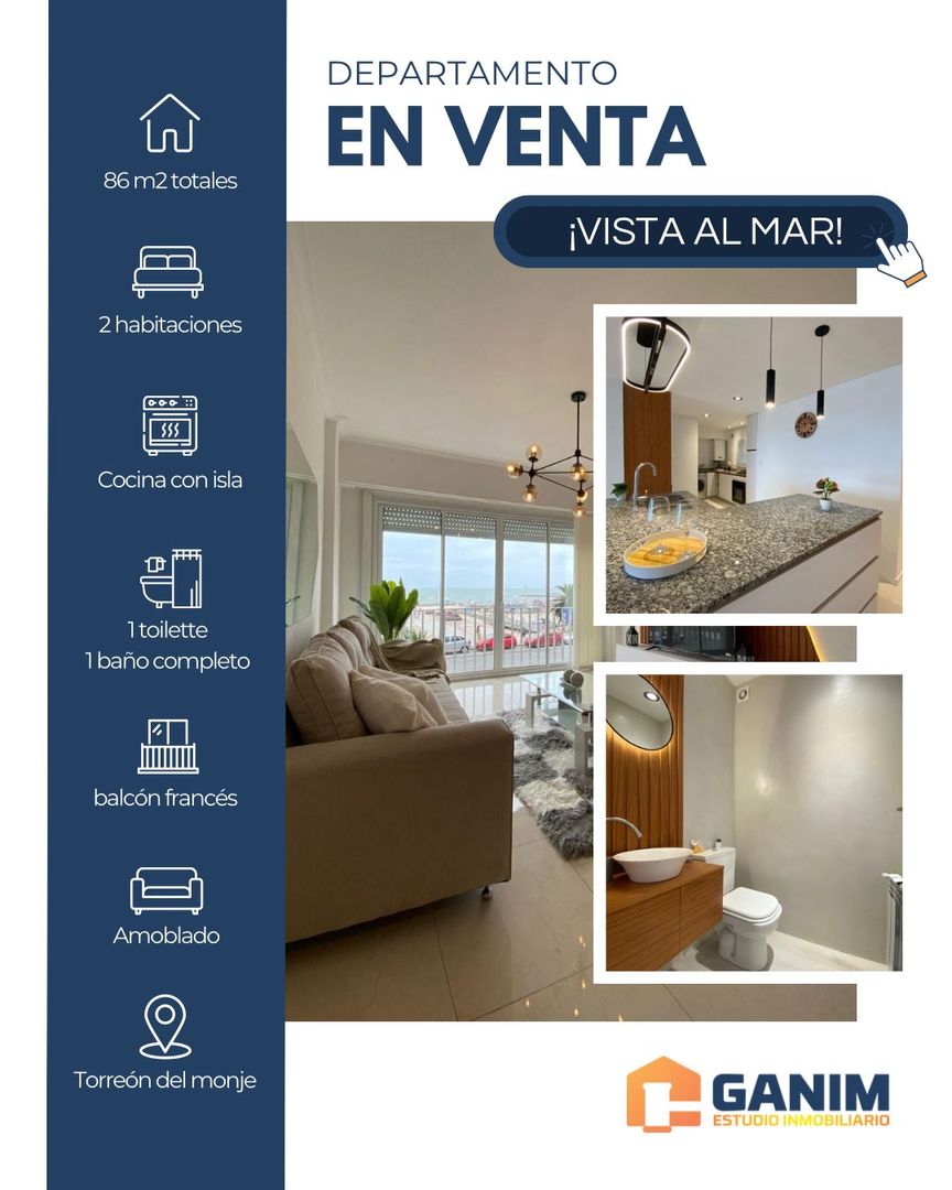 Departamento 3 ambientes al frente - vista al mar!