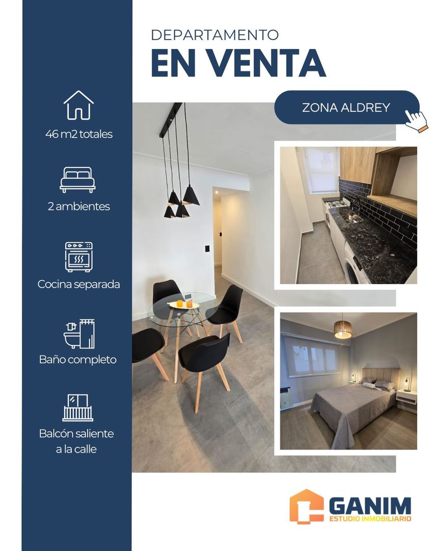 Departamento 2 ambientes al frente con balcon