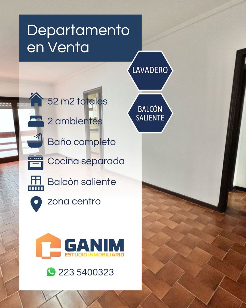 Departamento 2 ambientes al Cfte con balcon