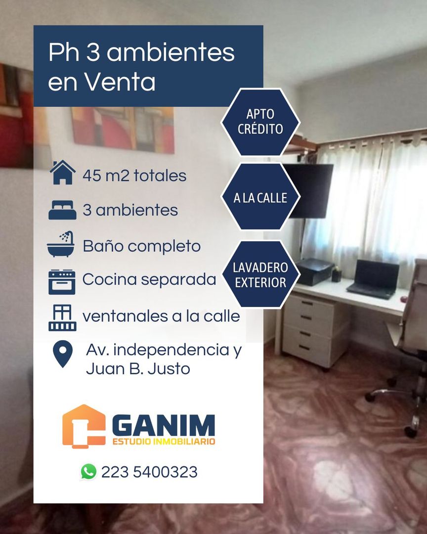 PH 3 ambientes planta baja a la calle