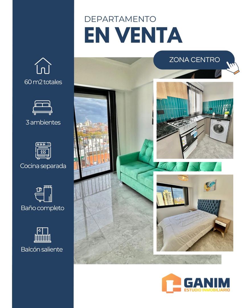 Departamento 3 ambientes lateral c/balcon