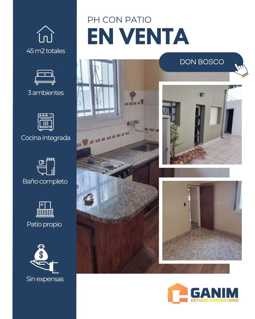 PH 3 ambientes con patio propio - Don Bosco