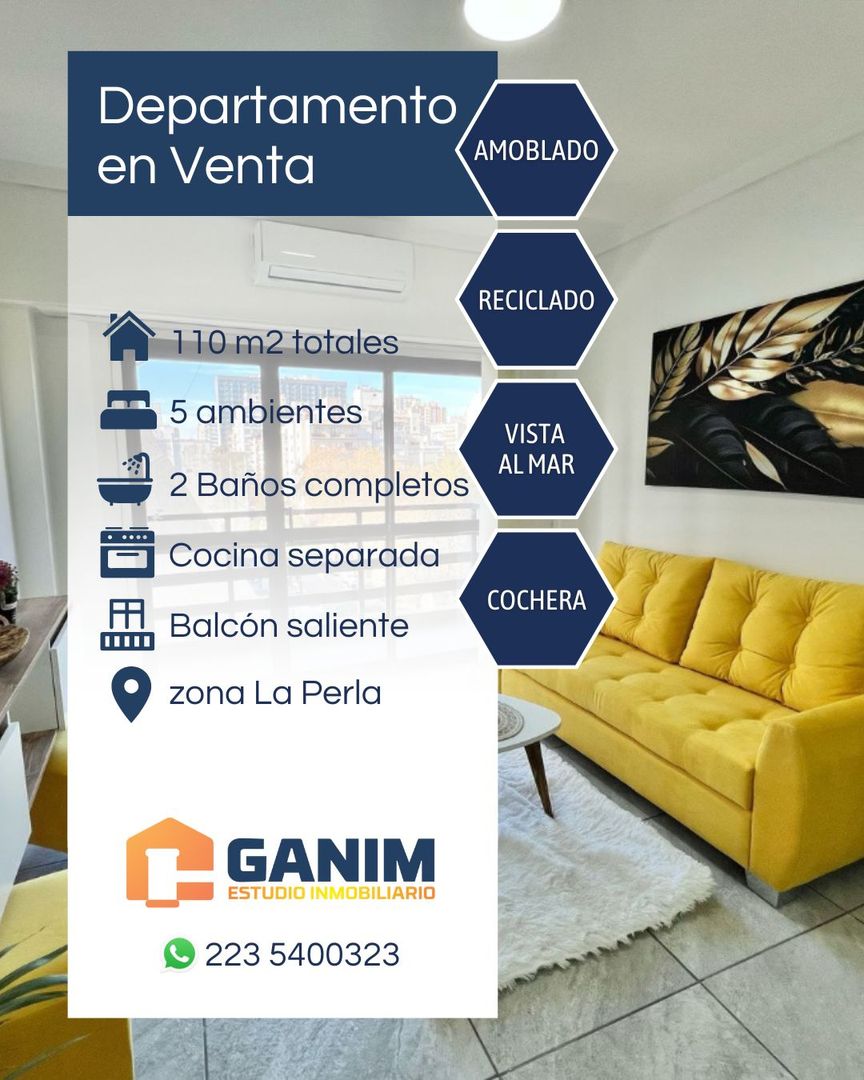 5 ambientes al frente c/ balcón saliente y cochera