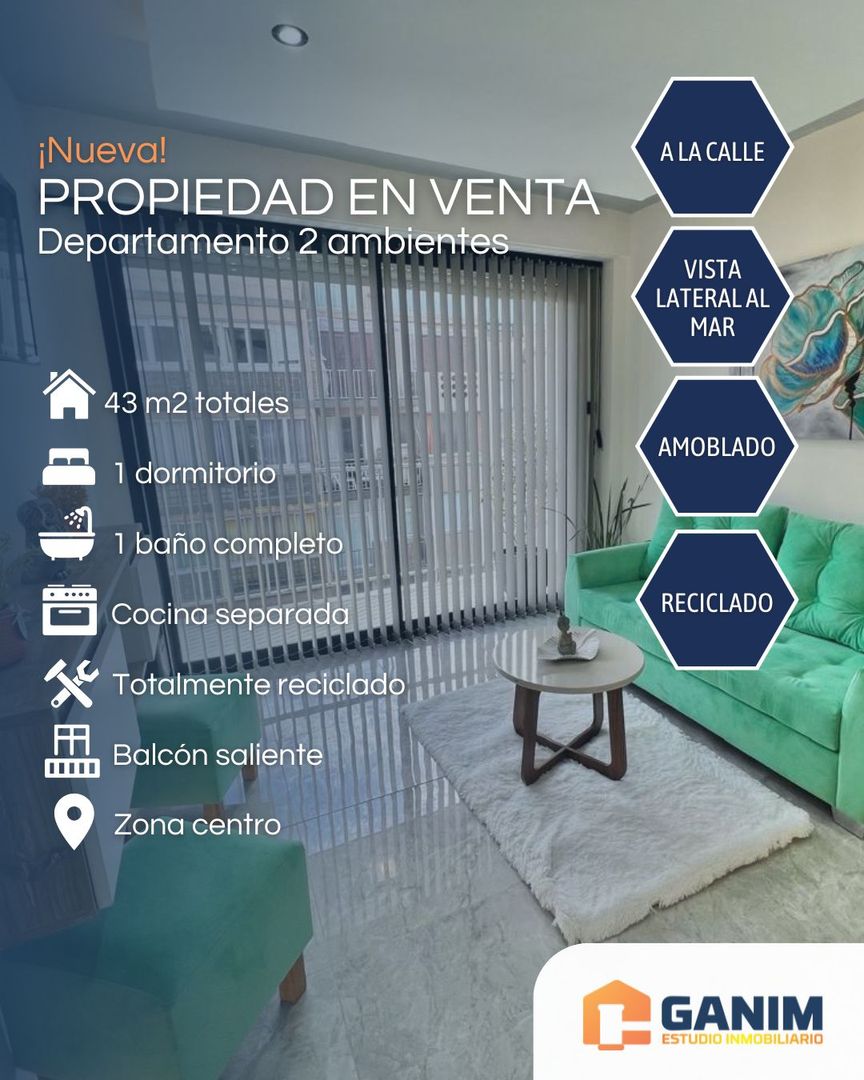 2 ambientes al frente c/ balcón saliente