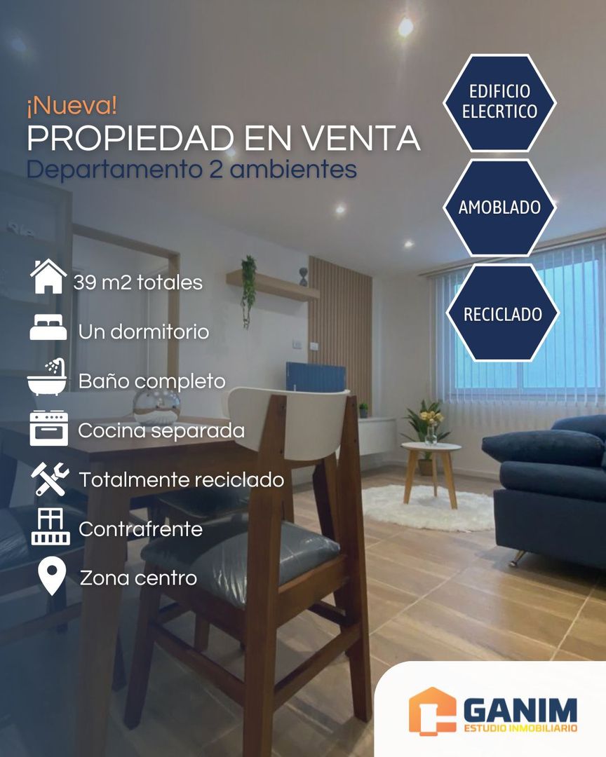 Departamento 2 Ambientes  Cfte reciclado amoblado