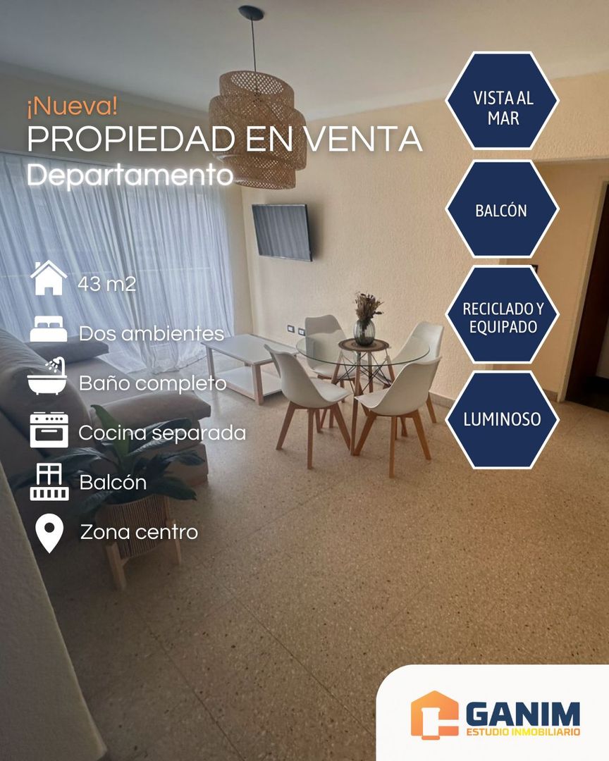 Departamento 2 Amb frente c/Balcon y Vista al mar
