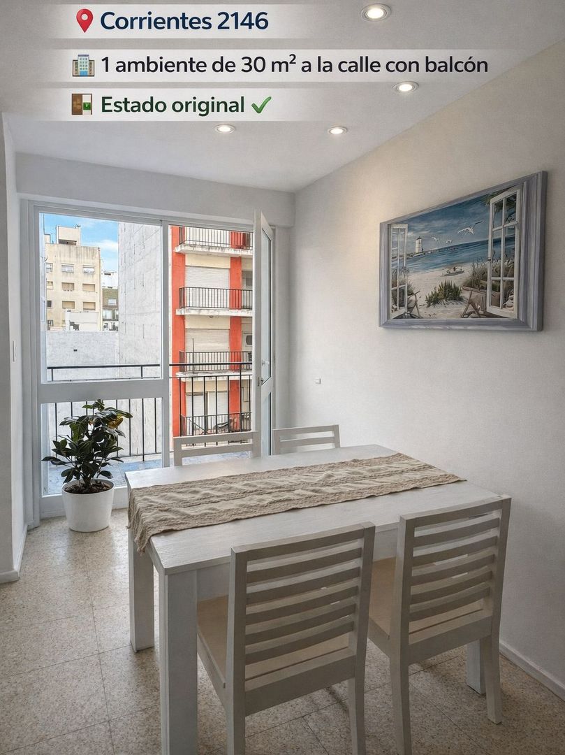 Departamento 1 ambiente con balcon a la calle