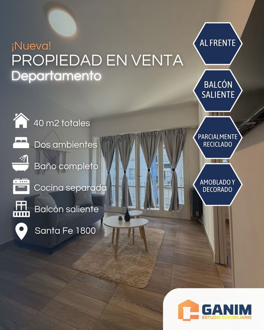Departamento 2 ambientes a la calle con balcon
