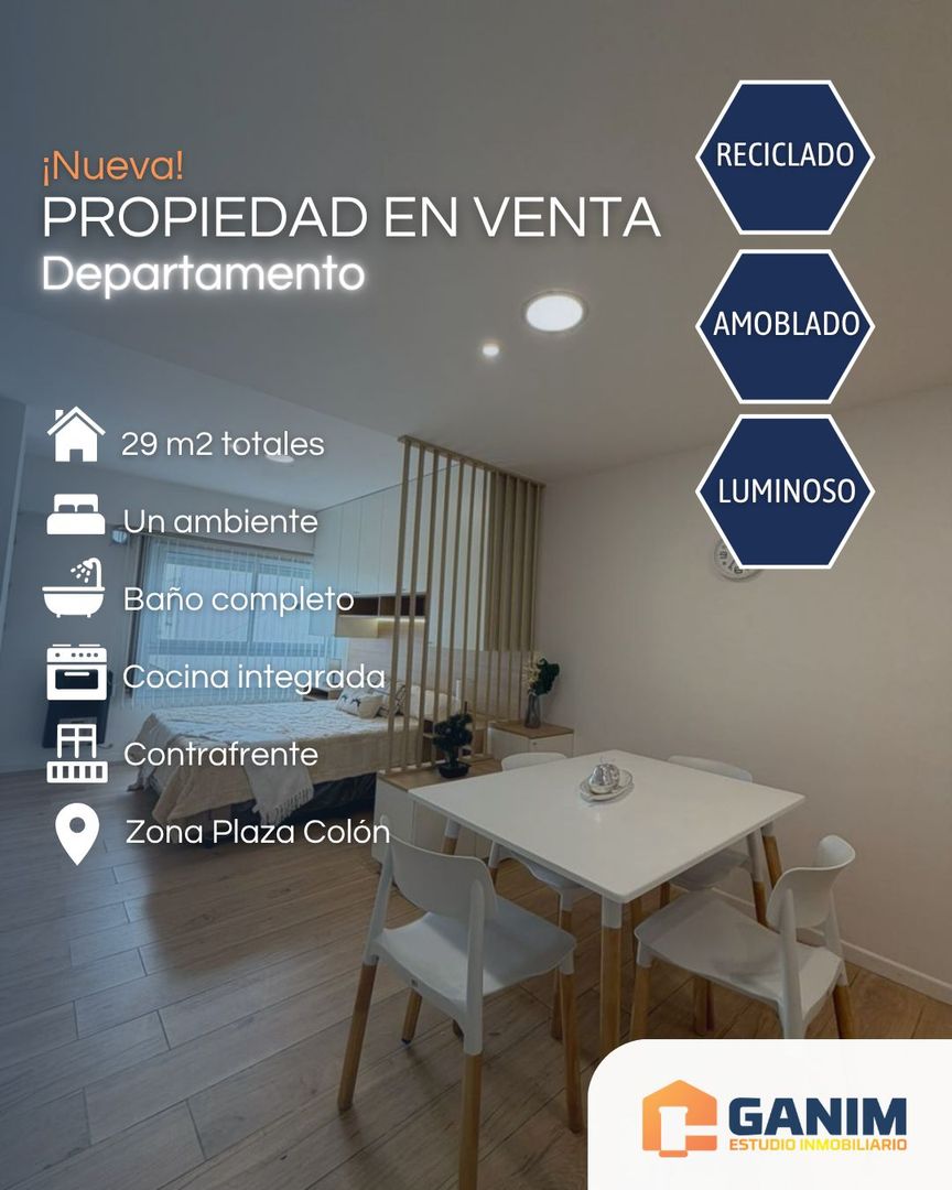 Departamento 1 ambiente reciclado contrafrente